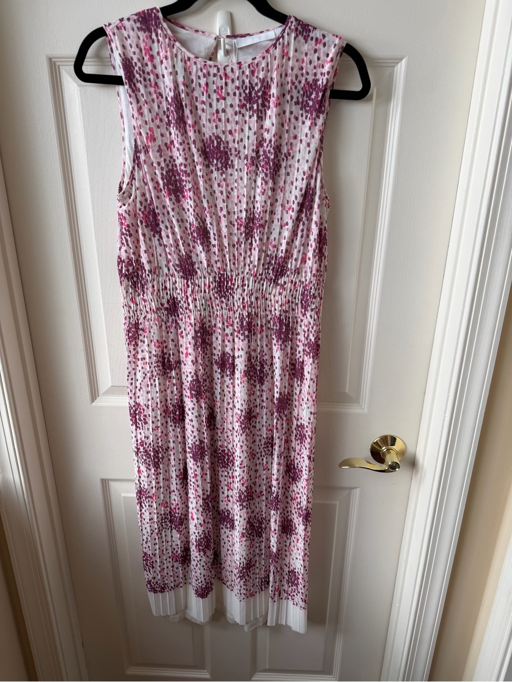 Boss Pink and White Sleeveless Midi Dress nwt large